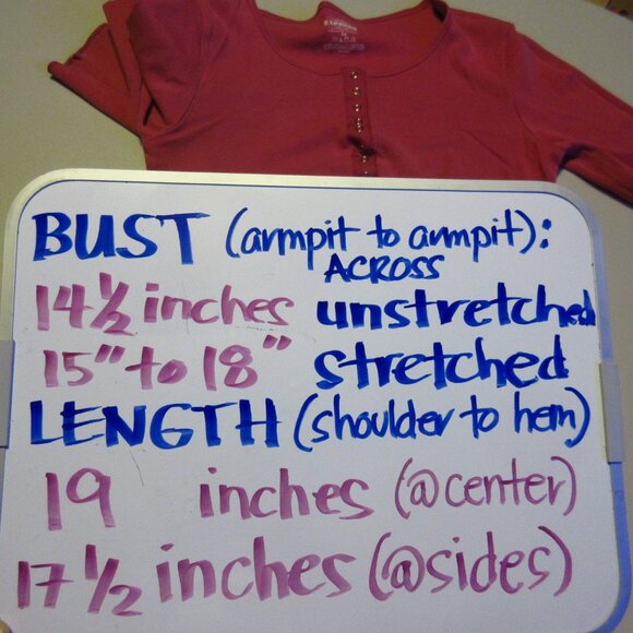 Y2K Vintage Express Pink Long Sleeve Henley Top Preppy Indie Sleaze Layering Tee - Picture 16 of 16